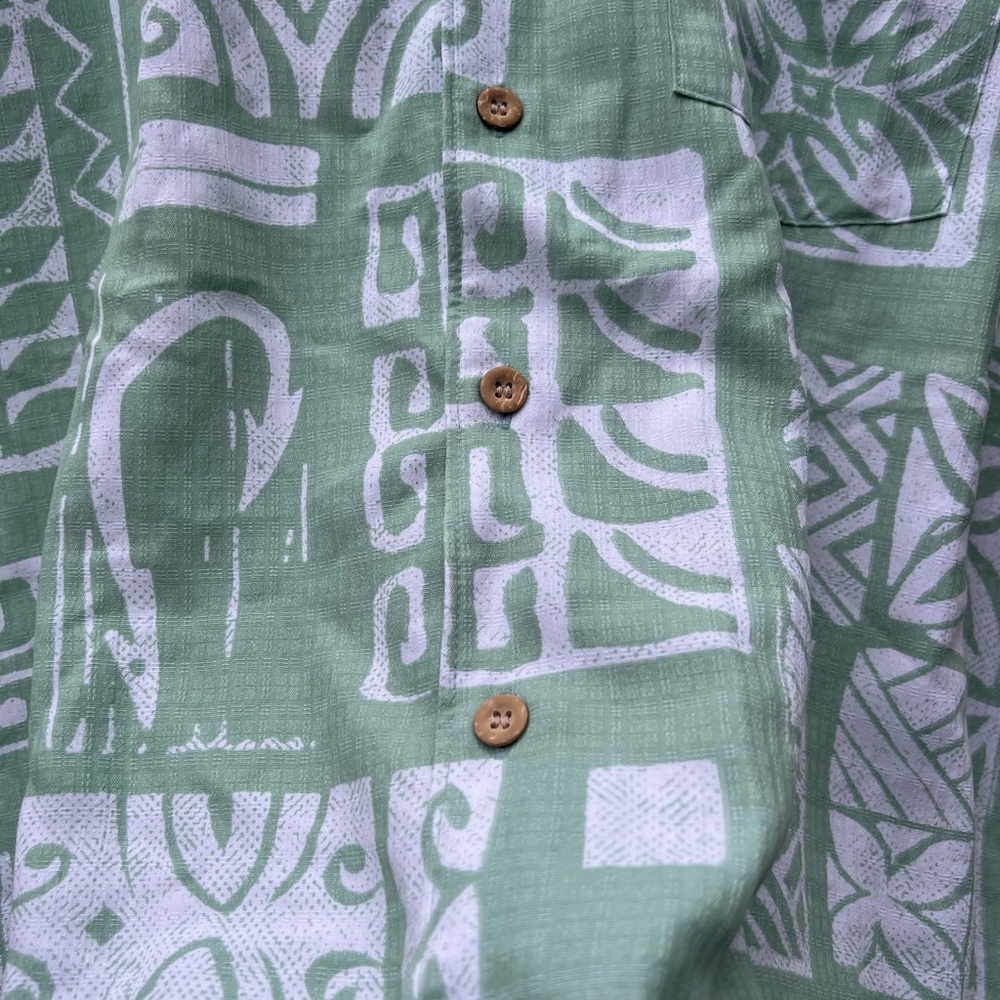 Quiksilver Mens Waterman Collection Shirt, Short Sleeve, White/Green, Size M - Picture 3 of 7
